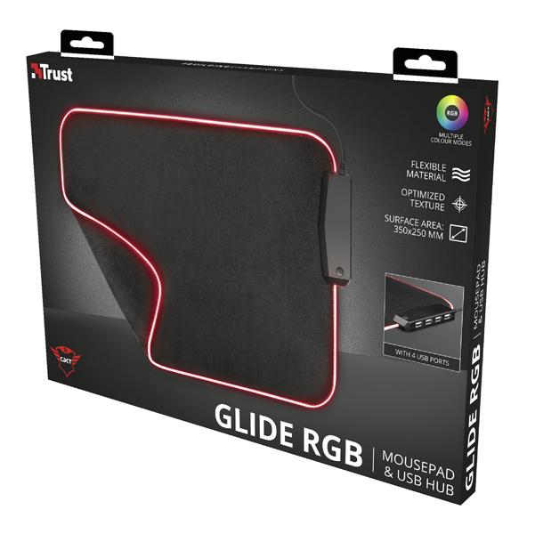 TRUST 93747 - Tappetino mouse con illuminazione RGB e 4 porte USB GXT 765 GLIDE-FLEX Trust